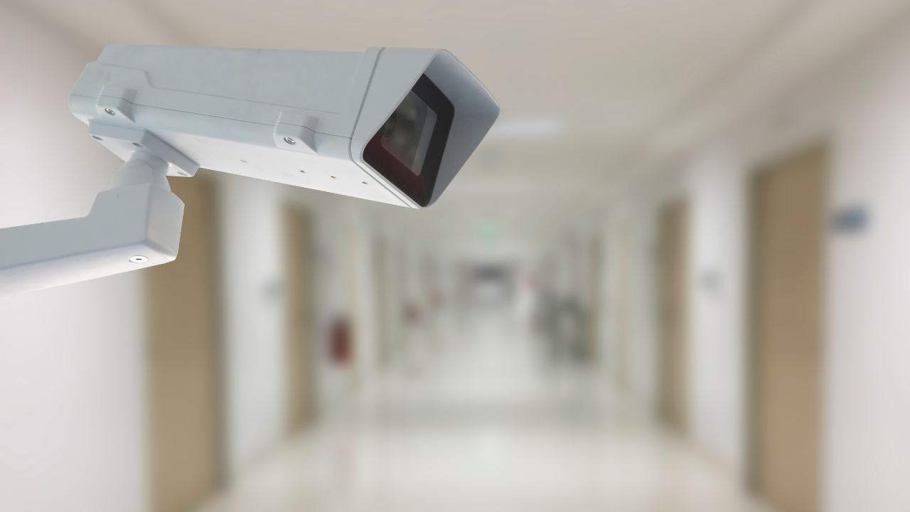 Healthcare security integration using access control, video surveillance, and alarm systems in a modern medical facility.